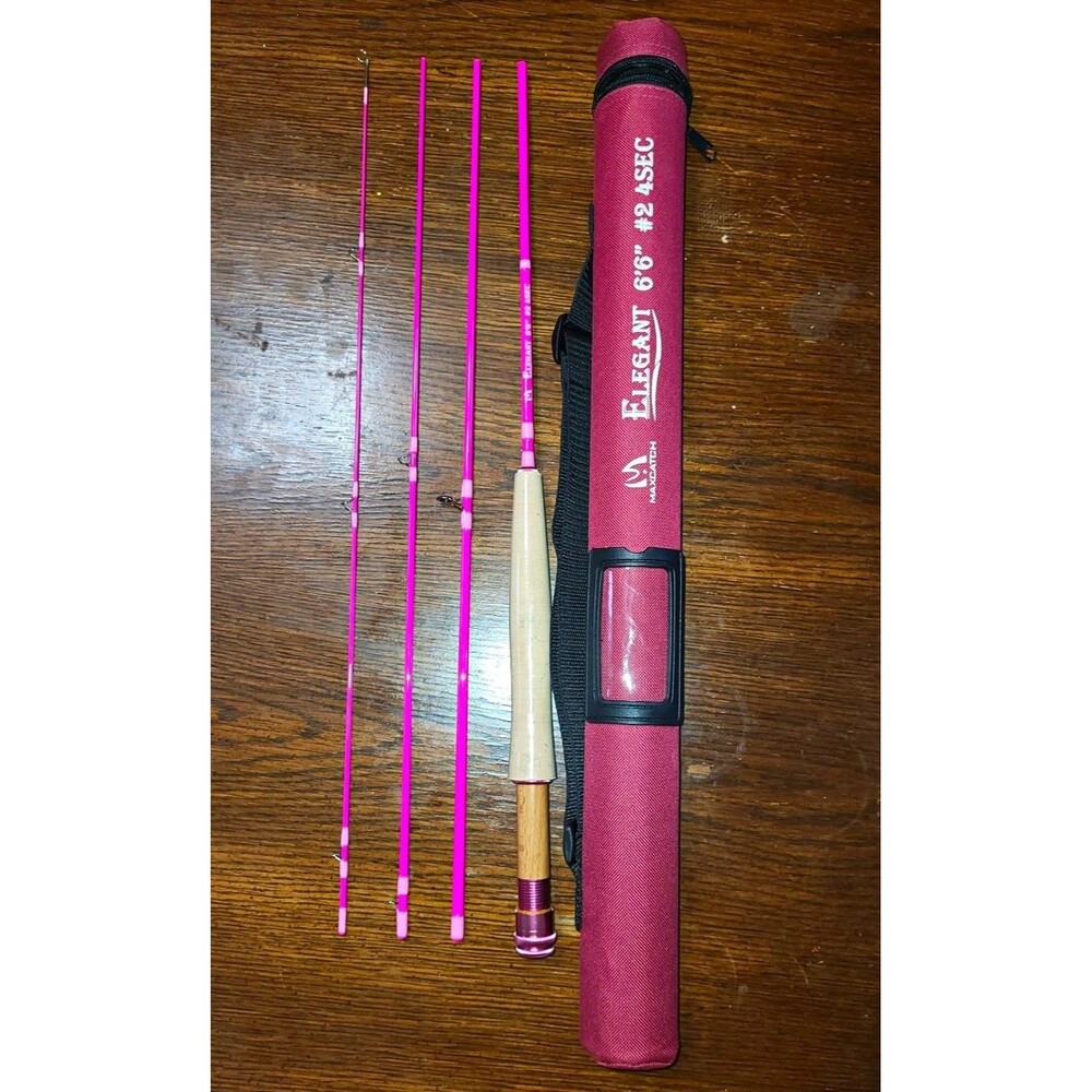 Maxcatch Elegant Pink Fly Fishing Rod 6'6" 2wt 4PC Ultra Light Travel Rod new